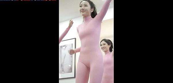  asian whores in elastic spandex bodysuits dancing